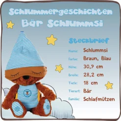 Nici 44531 Schlafmützen Schlummsi Der Schlummergeschichten-Bär Ca 38cm Blau -Nici 0a061b408f593931505c9df237bd3256
