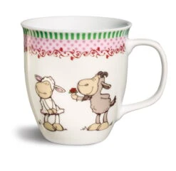 Nici 32558 Porzellantasse Schafe Jolly Elsa & Gustav Beige Kaffeetasse Teetasse